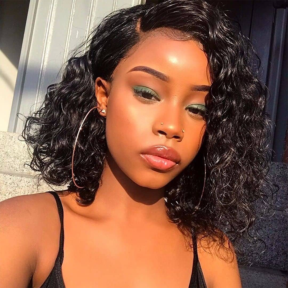 Wholesale Peruvian Short Bob Wigs Kinky Curly Human Hair Full Lace Human Hair Wig Vendor HD Lace Front Wig For Black Women