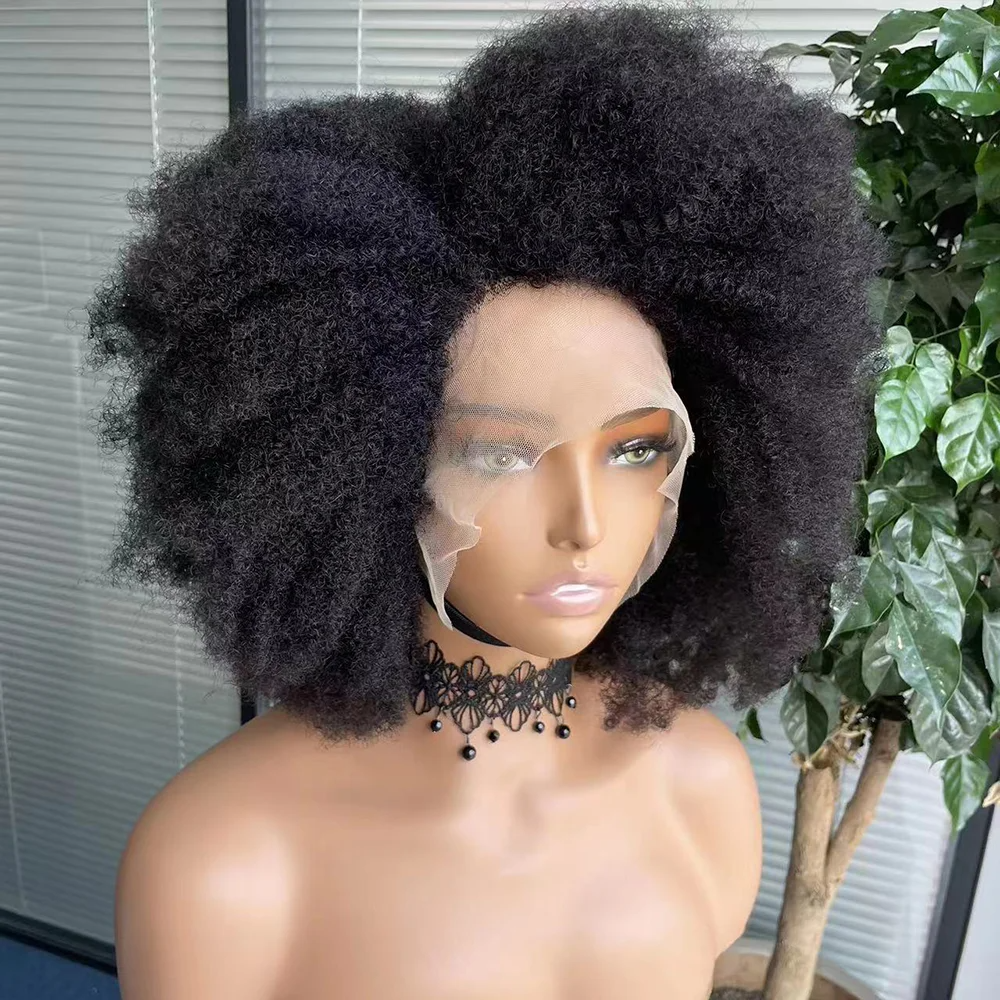 13*4*1 13*4 Cheap Afro-kinky Short Curly Human Hair Wig Bob Pixie Cut Lace Wig Human Hair For Black Women
