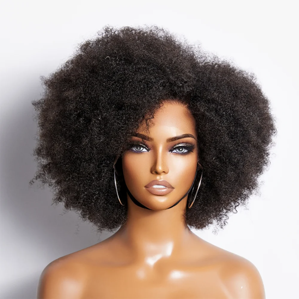 13*4*1 13*4 Cheap Afro-kinky Short Curly Human Hair Wig Bob Pixie Cut Lace Wig Human Hair For Black Women