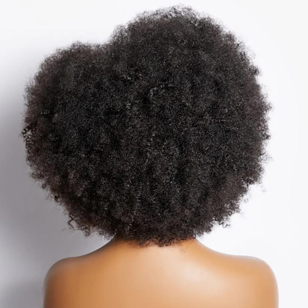 13*4*1 13*4 Cheap Afro-kinky Short Curly Human Hair Wig Bob Pixie Cut Lace Wig Human Hair For Black Women