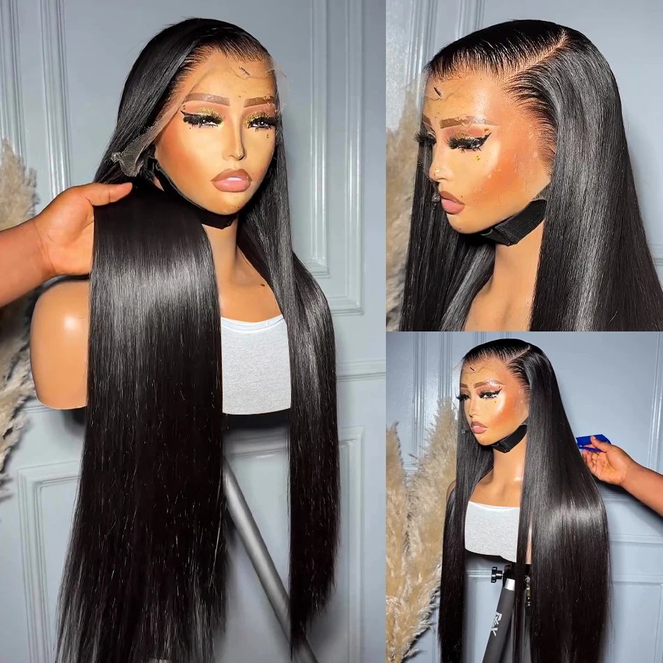 30 40 Inch 13x4 Brazilian Natural Bone Straight Human Hair Wig 100% Virgin HD Full Lace Front Human Hair Wigs For Black Women
