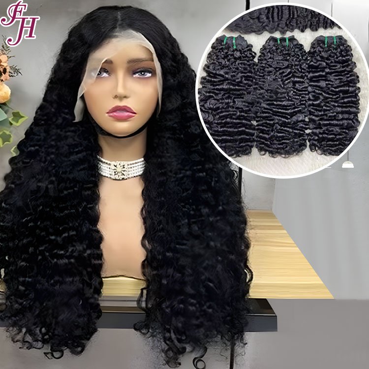 FH Wholesale Full Density Burmese Cabelos Human Hair Wigs 13x4 Lace Frontal Raw Vietnamese Hair Burmese Curly Wigs