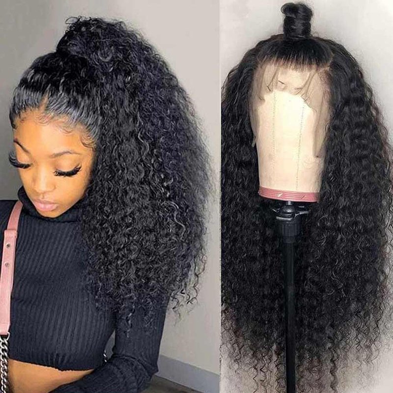 Factory Price 10A Grade 18 Inch Kinky Curly Natural Full Lace Human Hair Wigs Brazilian Human Hair Wig