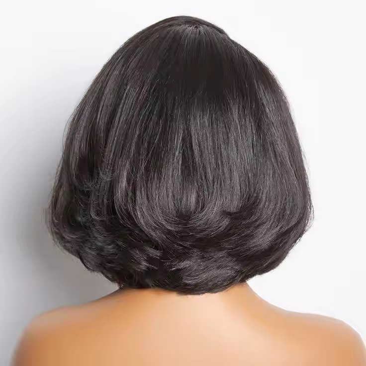 Short Bob Lace Front Brazilian Human Hair Wigs Natural Wavy Pixie Cut Frontal Wigs Layered Style Wig For Women