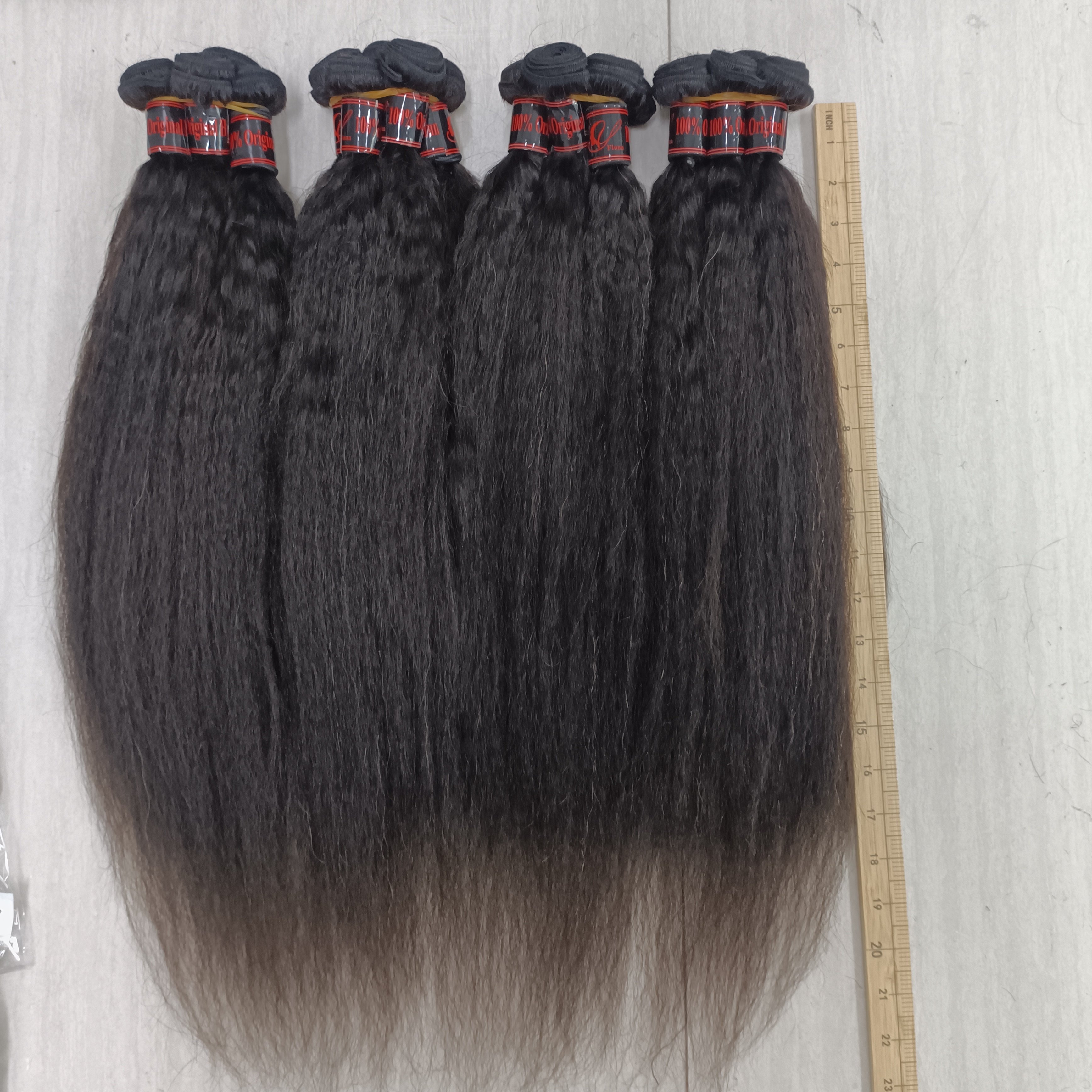 Letsfly Factory Kinky Straight 16 22 inch Natural Black 100% Human Hair Bundles 220g/Lot Brazilian Remy Hair Weft