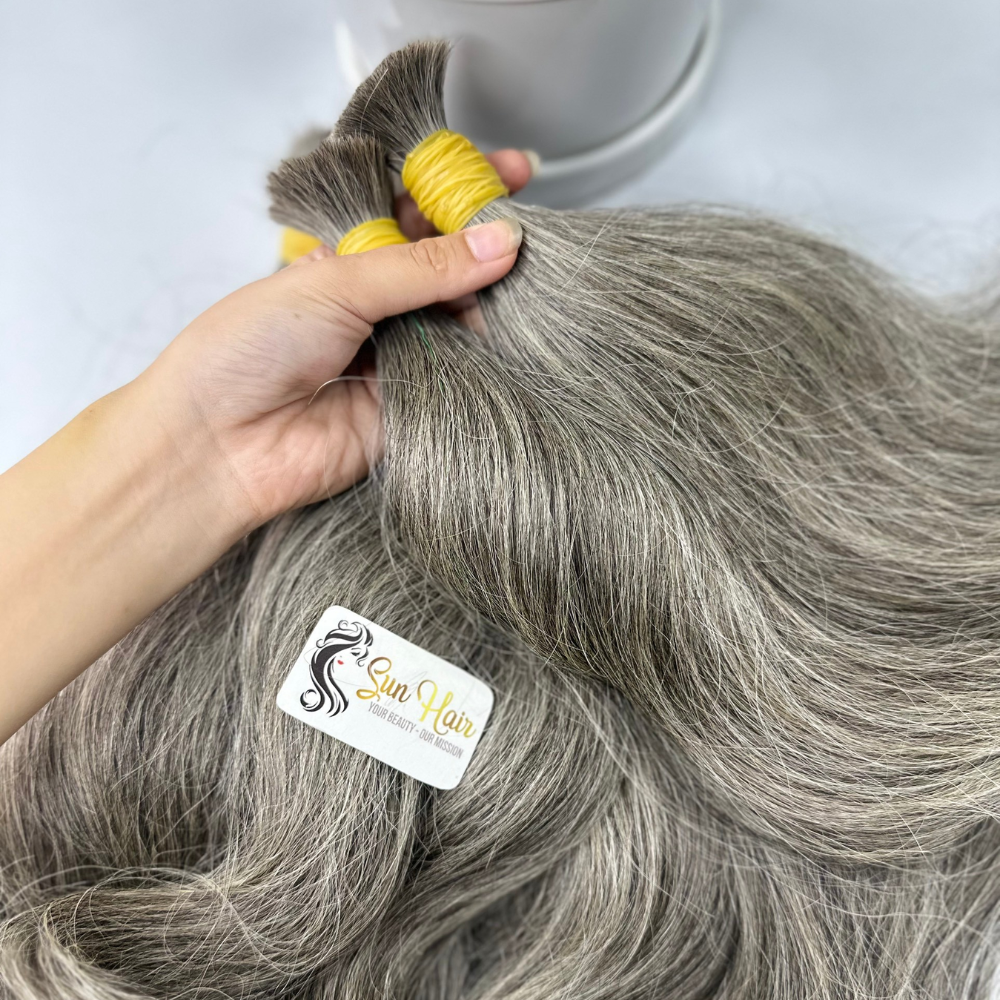 Wholesale Hot Fashionable Salt - Pepper Colour For Bleach Super Double Drawn Bulk Hair 100% Human Hair Extensions