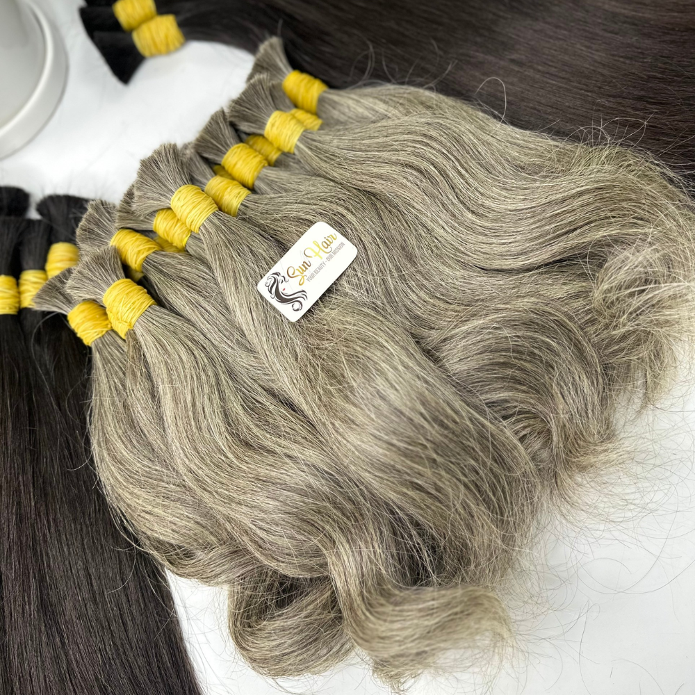 Wholesale Hot Fashionable Salt - Pepper Colour For Bleach Super Double Drawn Bulk Hair 100% Human Hair Extensions