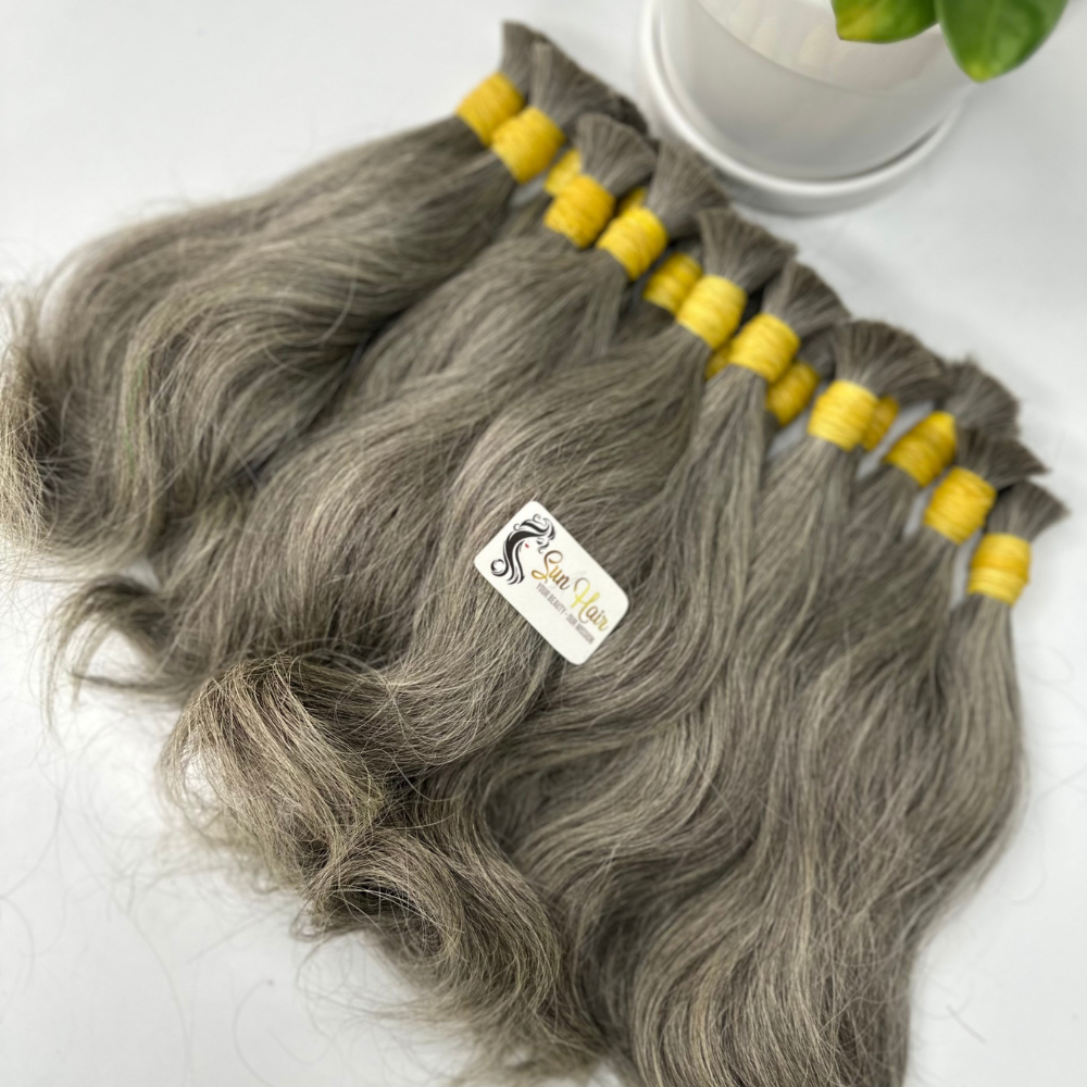 Wholesale Hot Fashionable Salt - Pepper Colour For Bleach Super Double Drawn Bulk Hair 100% Human Hair Extensions