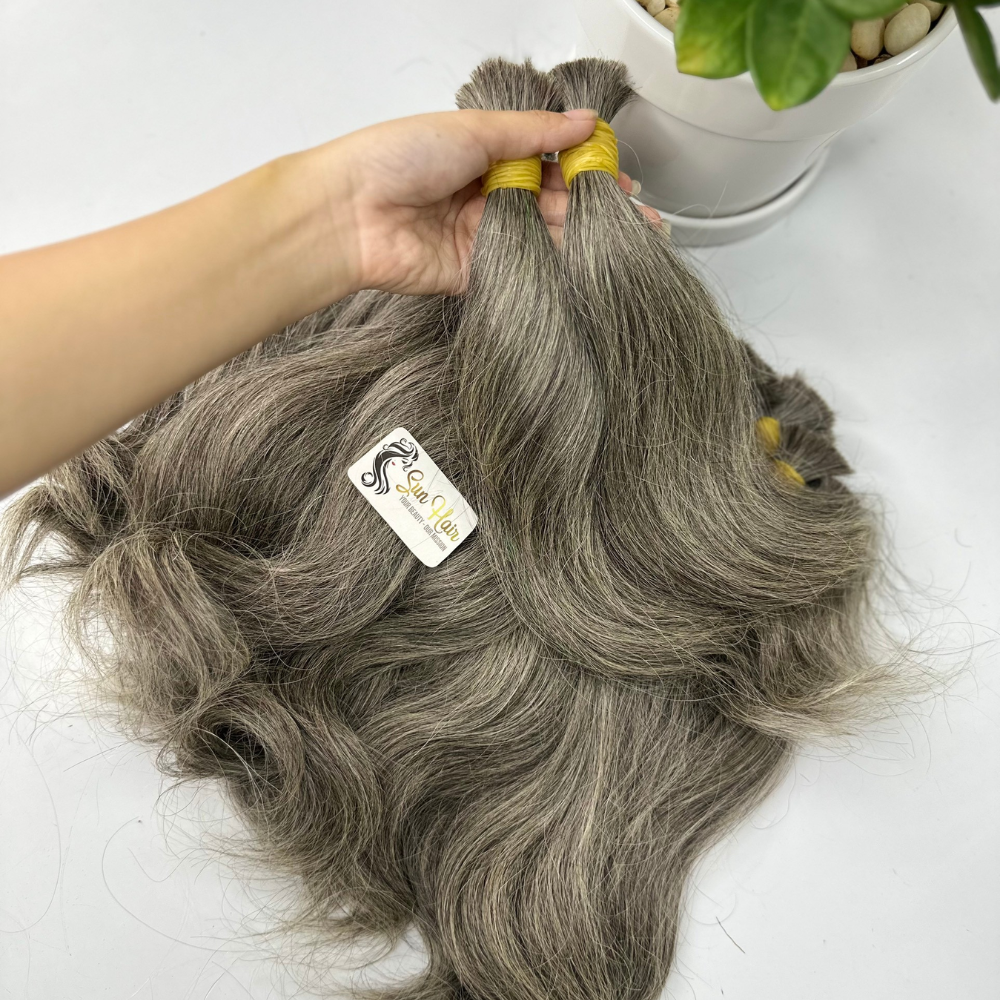 Wholesale Hot Fashionable Salt - Pepper Colour For Bleach Super Double Drawn Bulk Hair 100% Human Hair Extensions