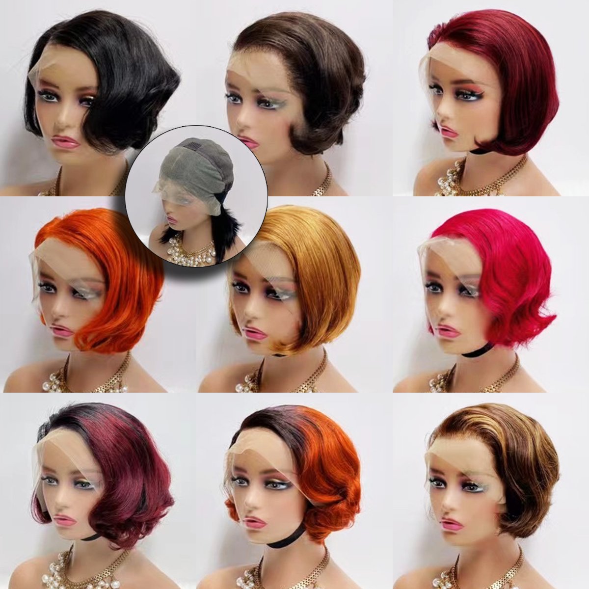 Highlight Color Short Pixie Wig Human Hair Lace Frontal Short Pixie Cut Wig Wholesale Curly Lace Pixie Cut Human Hair Wig