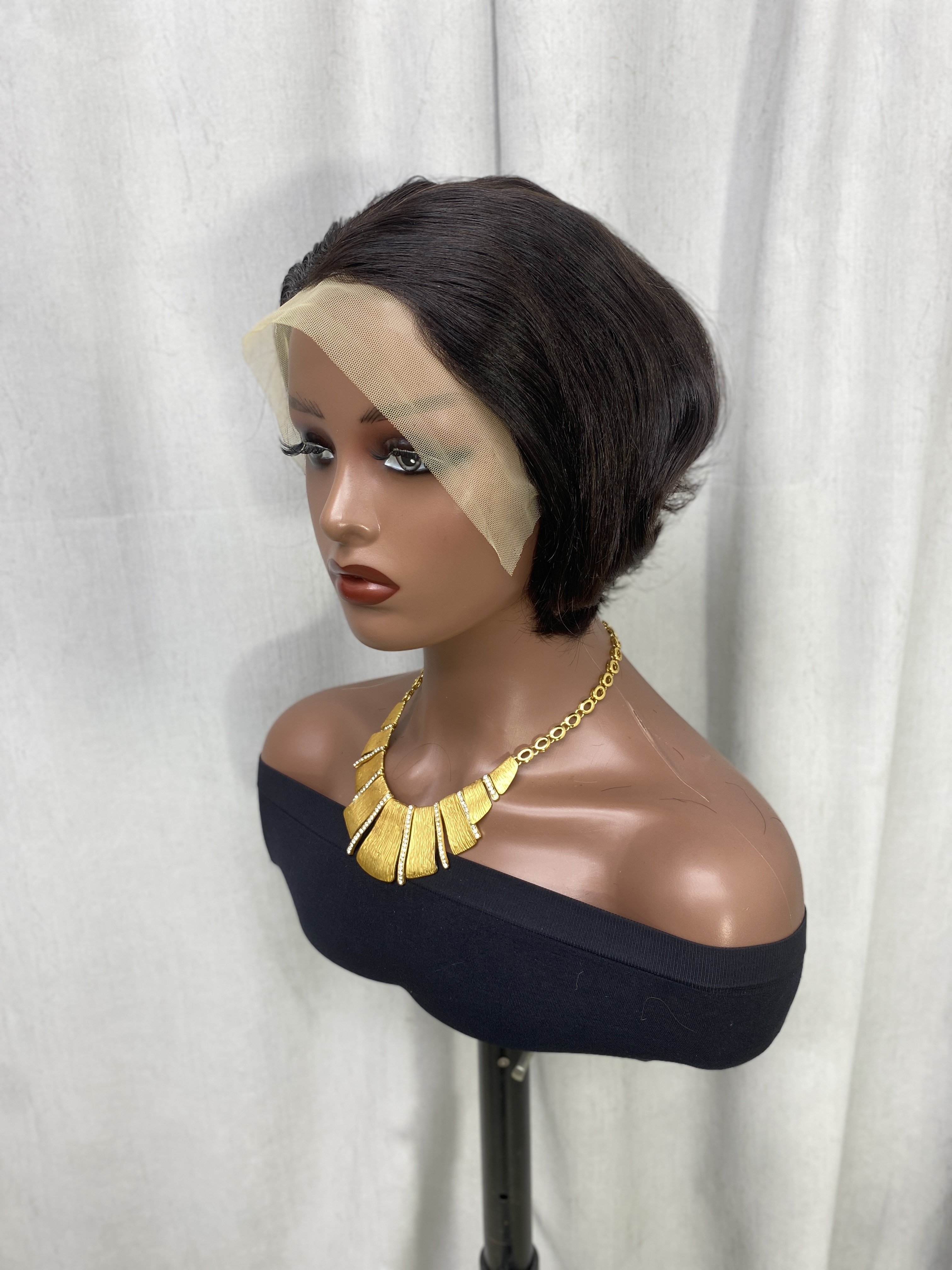 Highlight Color Short Pixie Wig Human Hair Lace Frontal Short Pixie Cut Wig Wholesale Curly Lace Pixie Cut Human Hair Wig