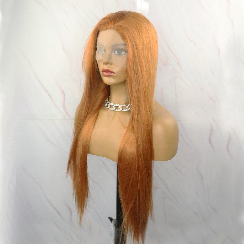 13x4 Lace Front Synthetic Hair Wigs Long Orange Color Straight Wave Wig For Black Women