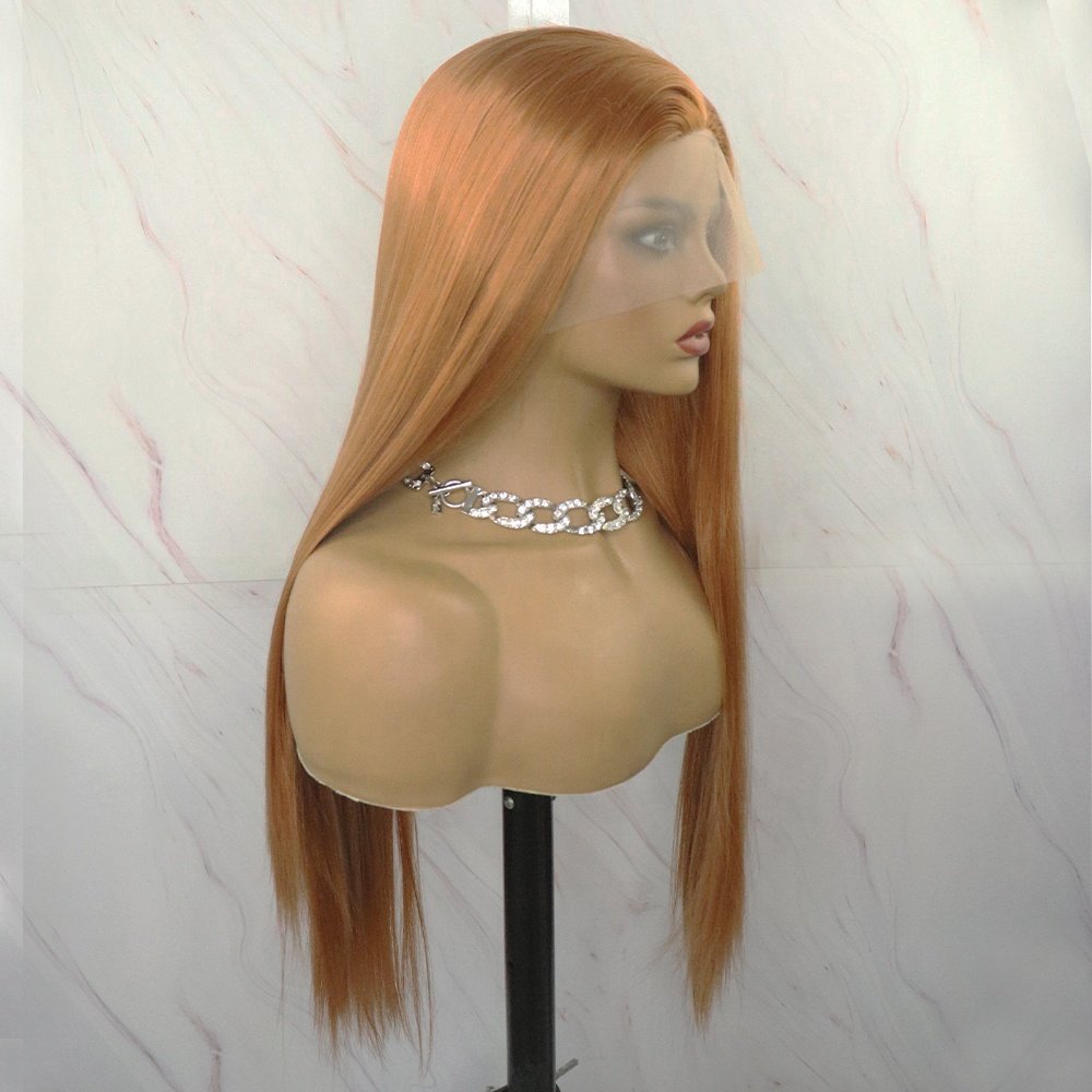 13x4 Lace Front Synthetic Hair Wigs Long Orange Color Straight Wave Wig For Black Women