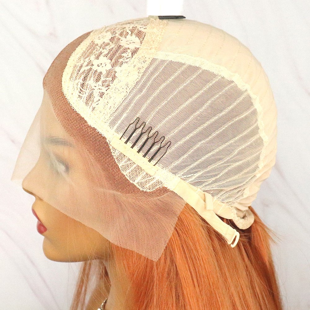 13x4 Lace Front Synthetic Hair Wigs Long Orange Color Straight Wave Wig For Black Women