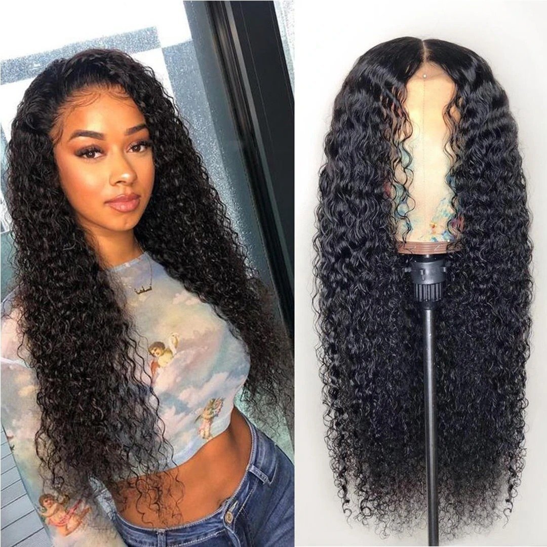 Women Black Long Hair Small Curly Head Set Matte High Temperature Silk Wig Chemical Fiber