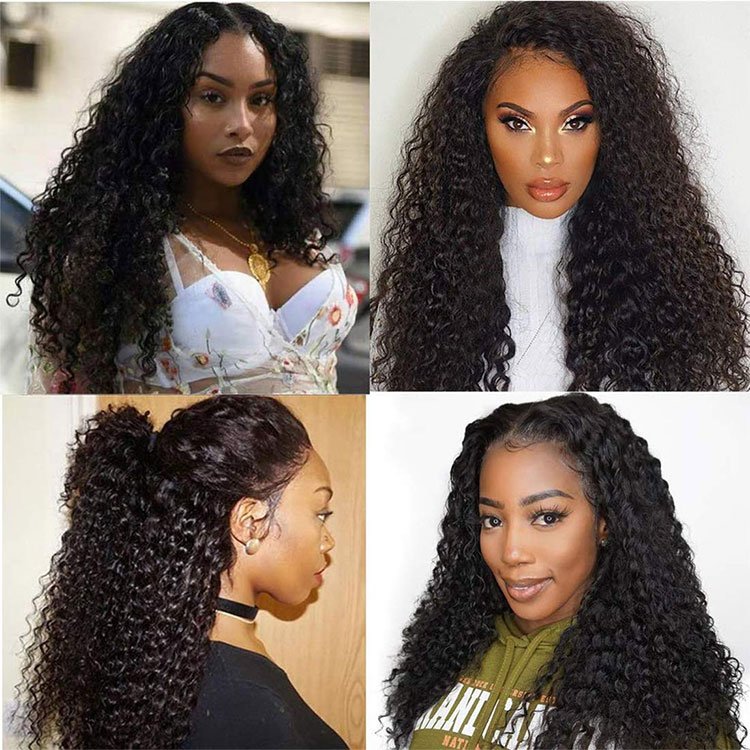 wholesale brazilian 100% virgin hair 13x4 transparent lace frontal kinky curly unprocessed human hair wig for black women