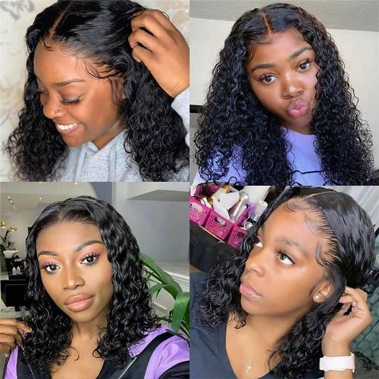 wholesale brazilian 100% virgin hair 13x4 transparent lace frontal kinky curly unprocessed human hair wig for black women