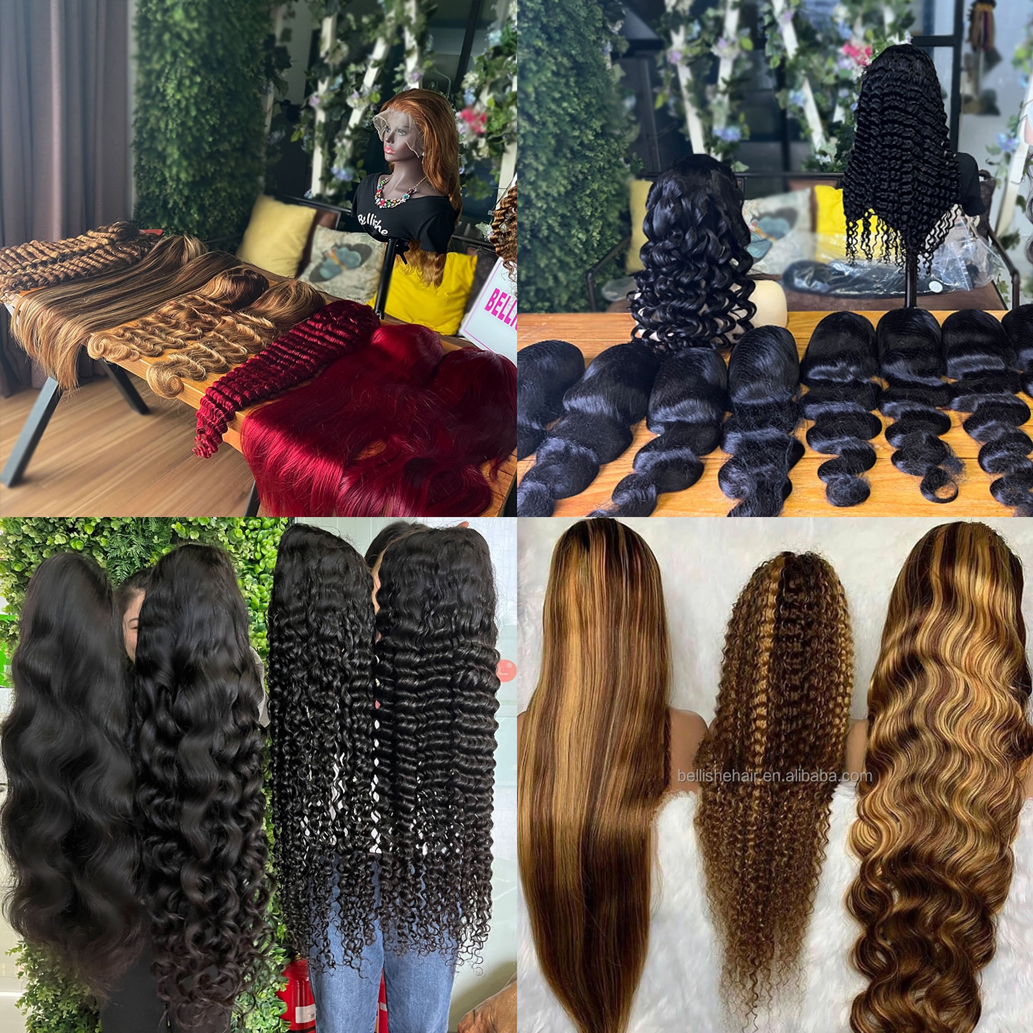 Bellishe 13x4 100 30 Inch Deep Wave Pre Plucked Virgin China Brazilian Wholesale Curly Lace Front Human Hair Wigs For Women