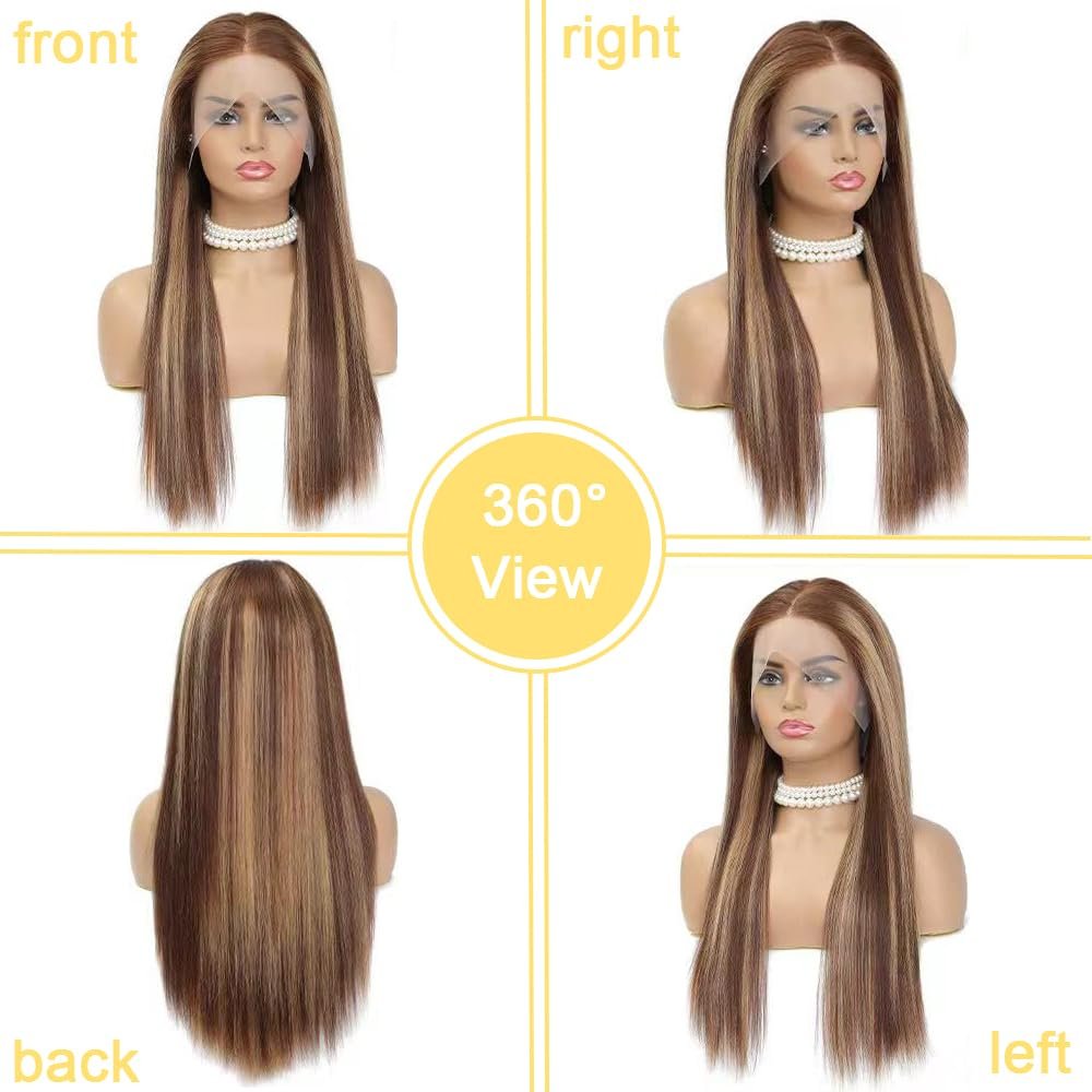 Natural human weaves and wigs brazilian hair bone straight 13*4HD lace front 4/27 with baby hair wig human hair wigs glueless
