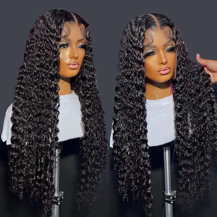 Wholesale Raw Virgin Brazilian Hair Wear And Go Glueless Human Hair Wigs Water Wave HD Lace Front Wig For Black Women