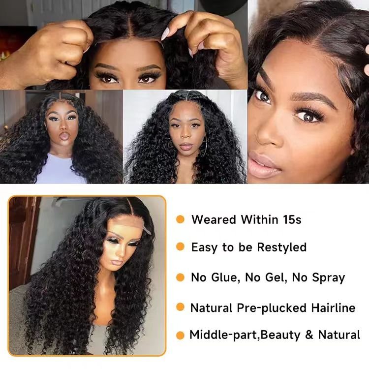 Wholesale Raw Virgin Brazilian Hair Wear And Go Glueless Human Hair Wigs Water Wave HD Lace Front Wig For Black Women