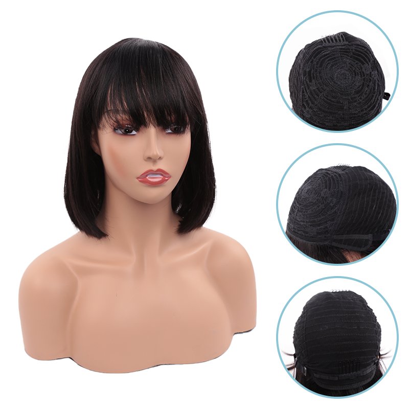 Cheap Short Bob Full Machine Made Human Hair Wig 10 Inches Mink Brazilian Hair Wig Short Bob Wigs For Black Women