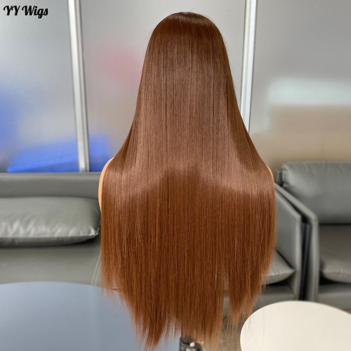 30# Brown Futura Synthetic Hair Glueless Lace Front Wig Long Silky Straight Heat Resistant Half Hand Tied Wigs for Black Women