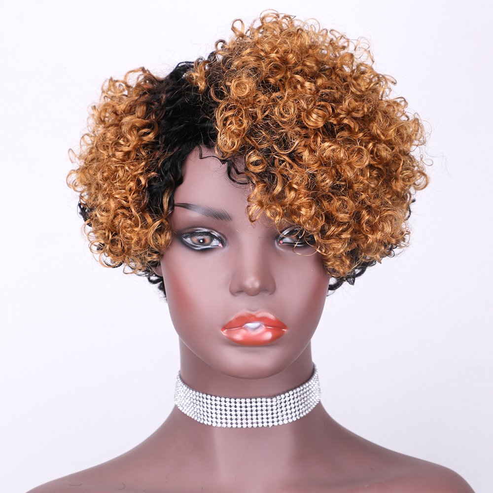 Short curly human hair wigs bob wig for women ombre color full machine made cheap human hair wig Brazilian human hair