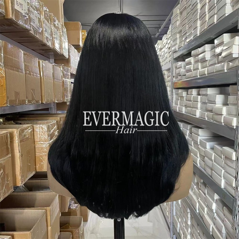 Stock Natural Black Sheitel Silk Base Jewish Wig Long Layer 100% Unprocessed Full Cuticle Aligned Human Hair Kosher Wigs
