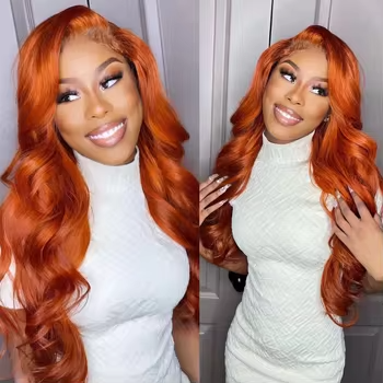 Ginger Orange Lace Front Wigs Human Hair 13x4 HD Glueless Ginger Colored Deep Wave Wig Pre Plucked Brazilian Human Hair Wig