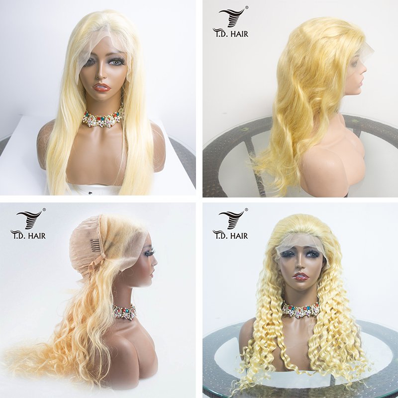High quality virgin hair 1b/613# full lace wig human hair wholesale blonde curly human hair wigs Hot Selling