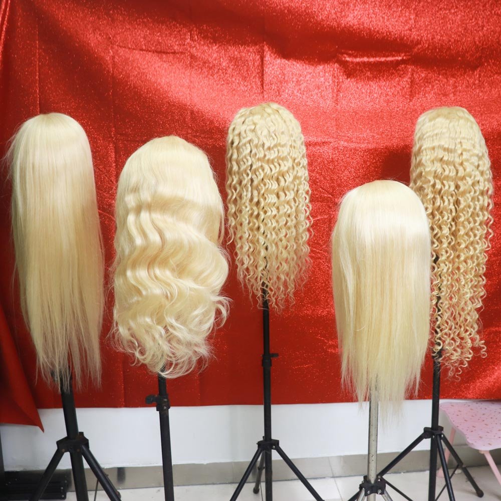 High quality virgin hair 1b/613# full lace wig human hair wholesale blonde curly human hair wigs Hot Selling
