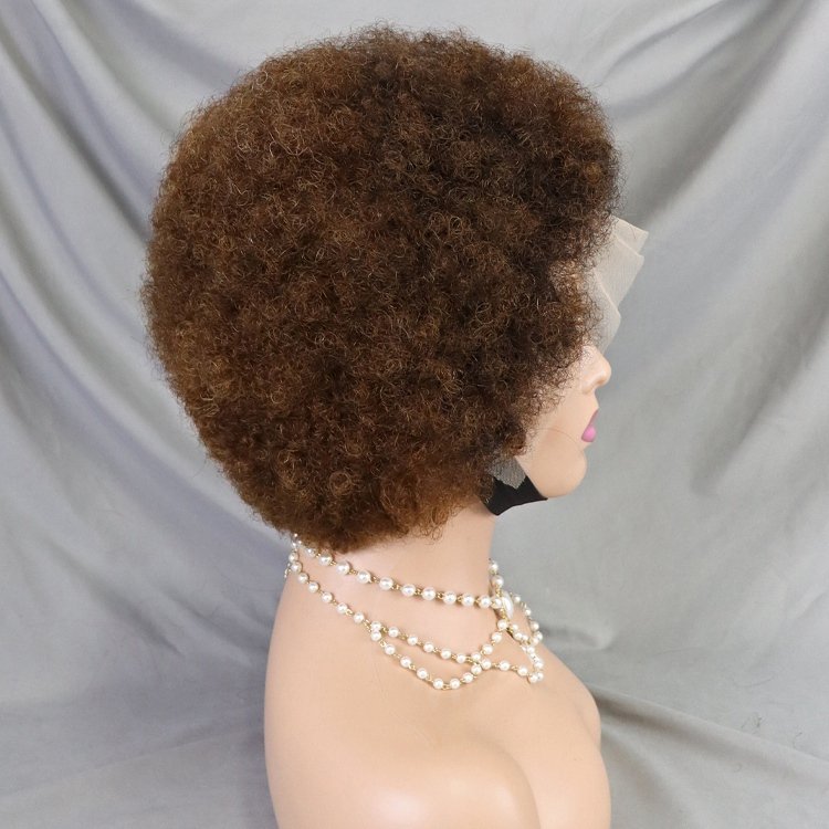 2024 New Hot Selling Fashion Afro Curly Pixie Cut Short Wig 13x4 Full Lace Frontal Bob Wig Frontal 1BT4 Color Human Hair Wigs