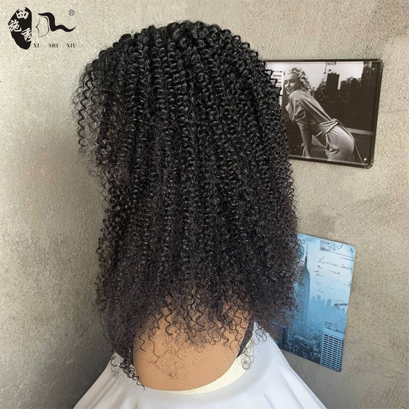 XISHIXIUHAIR Premium Curly Human Hair Front Lace Wig With Baby Hair For Black Women,4X4 Lace Closure Human Hair Wig Blend