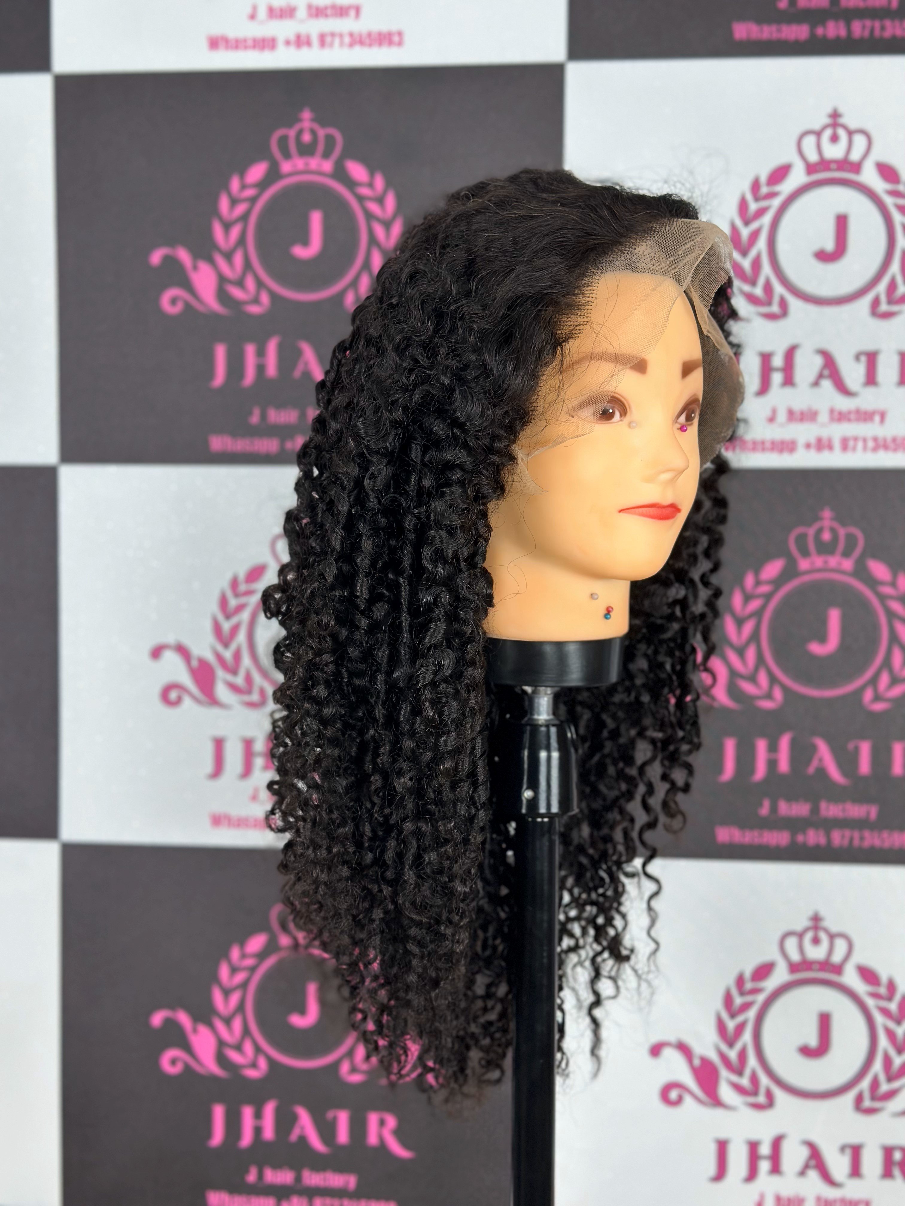 Hot Selling Natural Lace Frontal Wigs With Bangs For Black Women, Black Mixed Brown Color Wavy Curly Wig Human Hair.Wigs