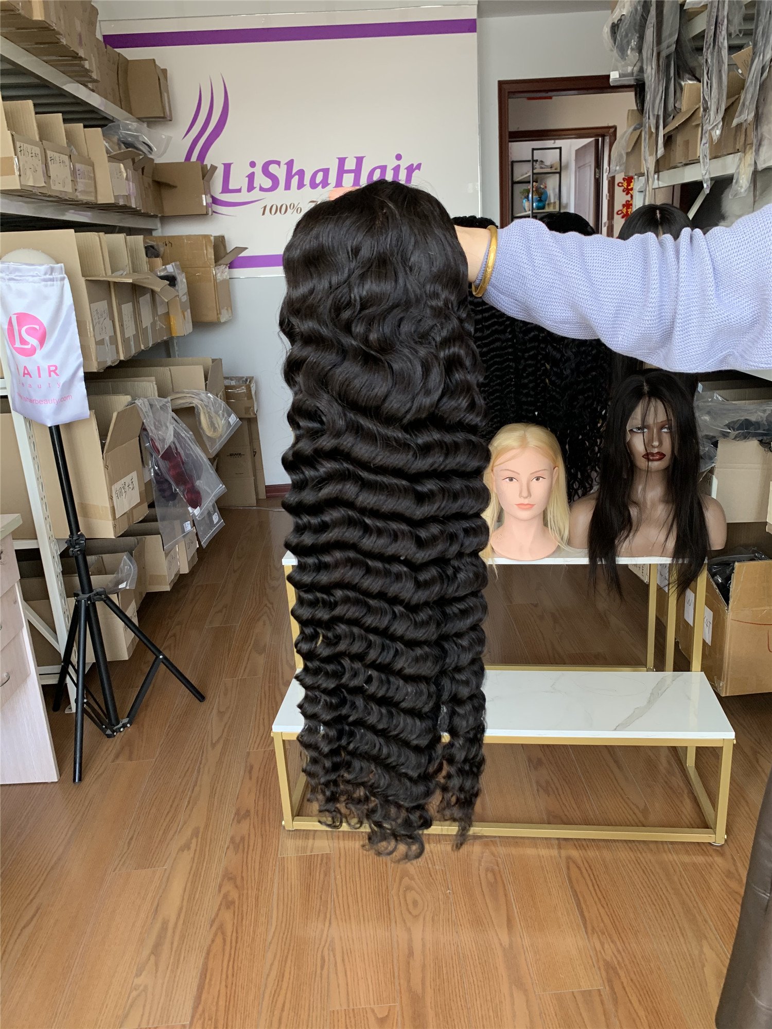 26inch 5x5 lace closure wig loose deep wave 100% human hair wig wholesale for black woman for hair business