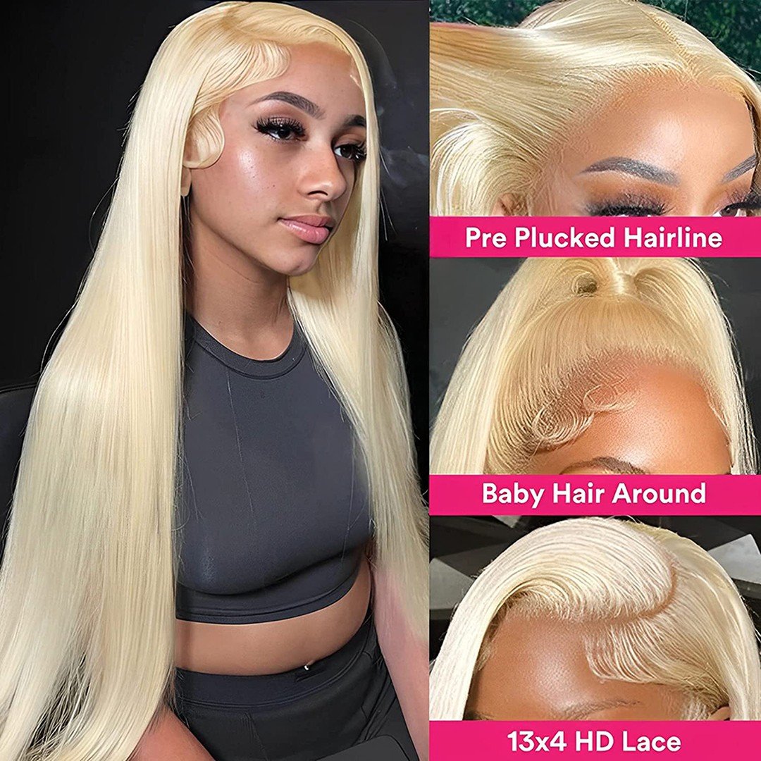 Wholesale Price Pre-plucked 13x4 613 Straight Human Hair Lace Front Wig 613 Hd Lace Frontal Wig Blonde 613 Lace Wig