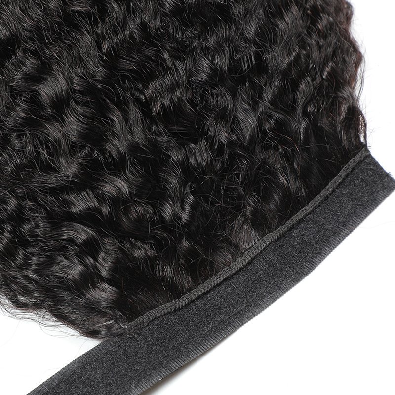 Wholesale #1B Kinky Straight Ponytail For Women High Quality Real Brazilian Human Hair Extension