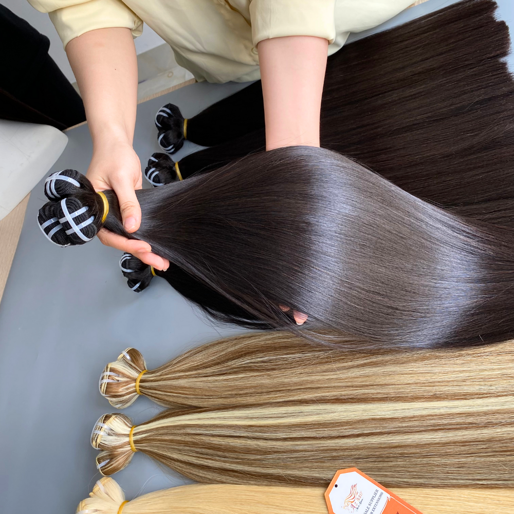 Wholesale Factory Price Human Hair No Mix Synthetic No Lice Natural Color Bone Straight Weft Hair Extensions