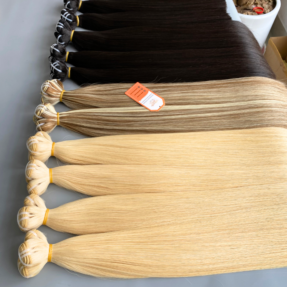 Wholesale Factory Price Human Hair No Mix Synthetic No Lice Natural Color Bone Straight Weft Hair Extensions