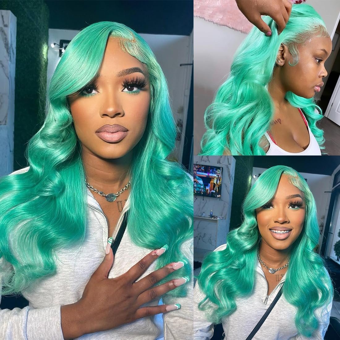 Cheap Dark Green Straight Human Hair Wig For Wholesale Colored 13*4 Virgin Human Hair Wig For Black Women In Sale