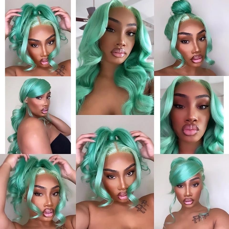 Cheap Dark Green Straight Human Hair Wig For Wholesale Colored 13*4 Virgin Human Hair Wig For Black Women In Sale