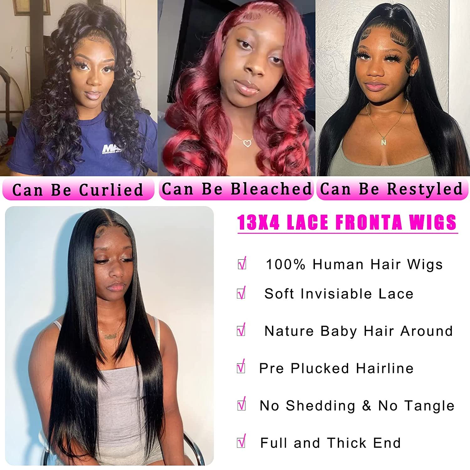 Straight Lace Front Wigs Human Hair Wigs for Women 180% Density 13x4 Lace Frontal Wigs Human Hair Virgin