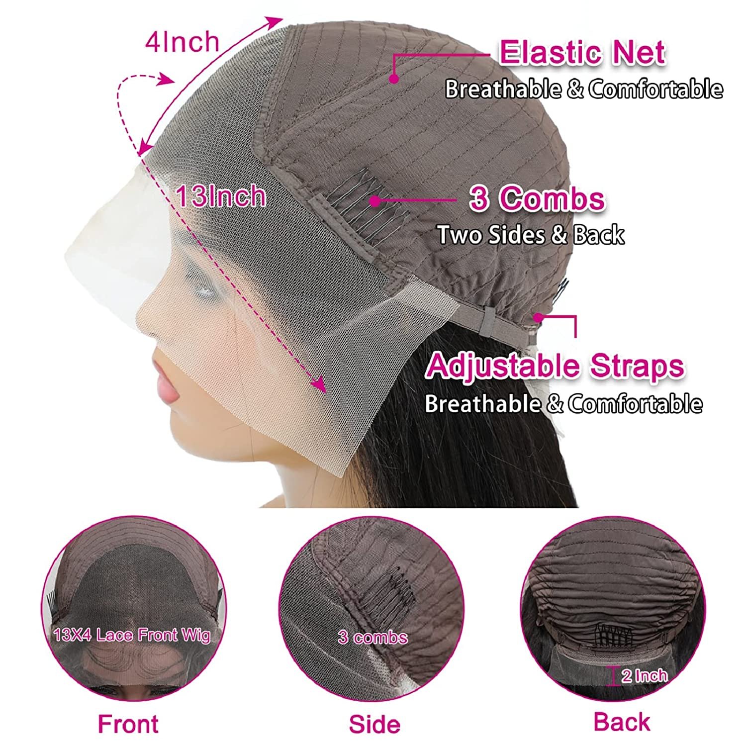 Straight Lace Front Wigs Human Hair Wigs for Women 180% Density 13x4 Lace Frontal Wigs Human Hair Virgin