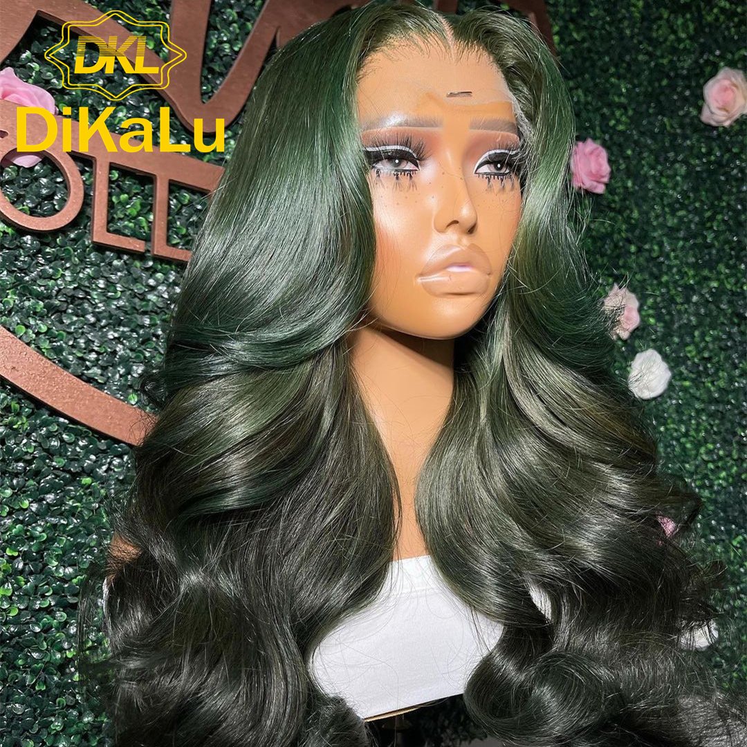 250 Density Dark Green Wig Human Hair Brazilian Remy Body Wave Wig 13x4 13x6 Lace Part Human Hair Wigs For Black Women 8 40 Inch