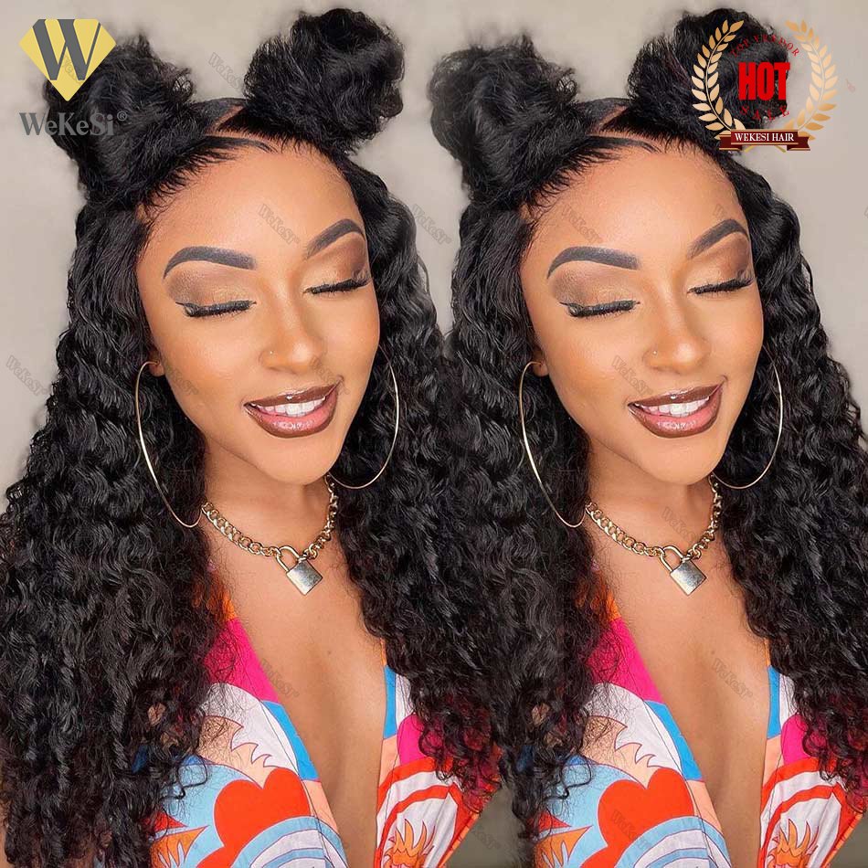 Wholesale Cheapest HD Glueless Lace Frontal Double Drawn Natural Raw Peruvian Human Hair Kinky Curl Front Wig For Black Women