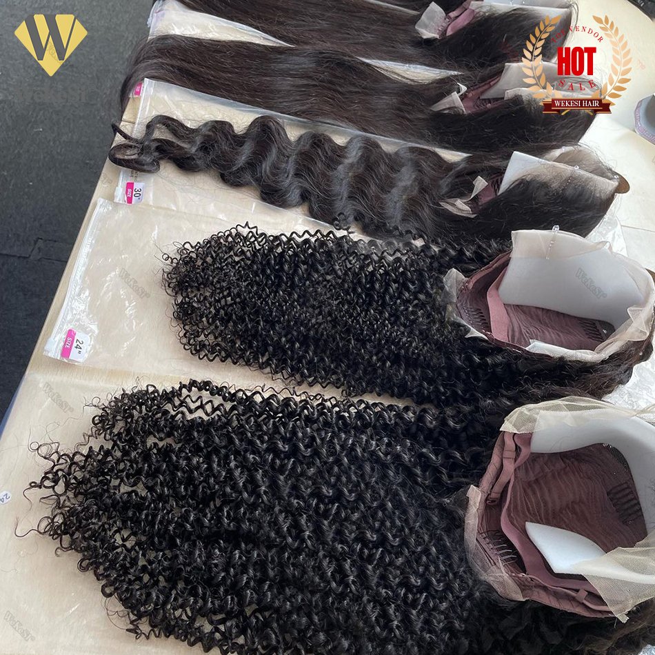 Wholesale Cheapest HD Glueless Lace Frontal Double Drawn Natural Raw Peruvian Human Hair Kinky Curl Front Wig For Black Women