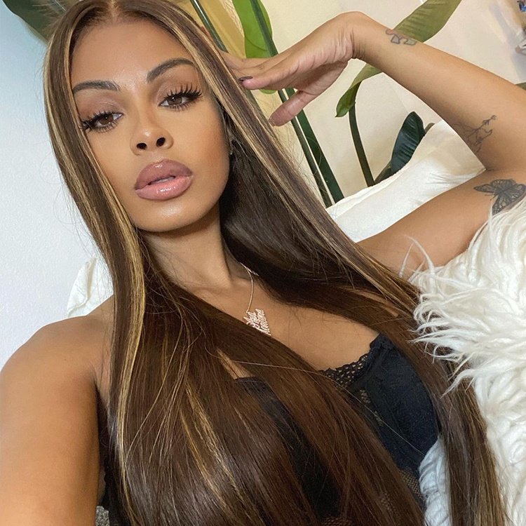 Human hair wigs real bone straight lace front piano color full lace long wig