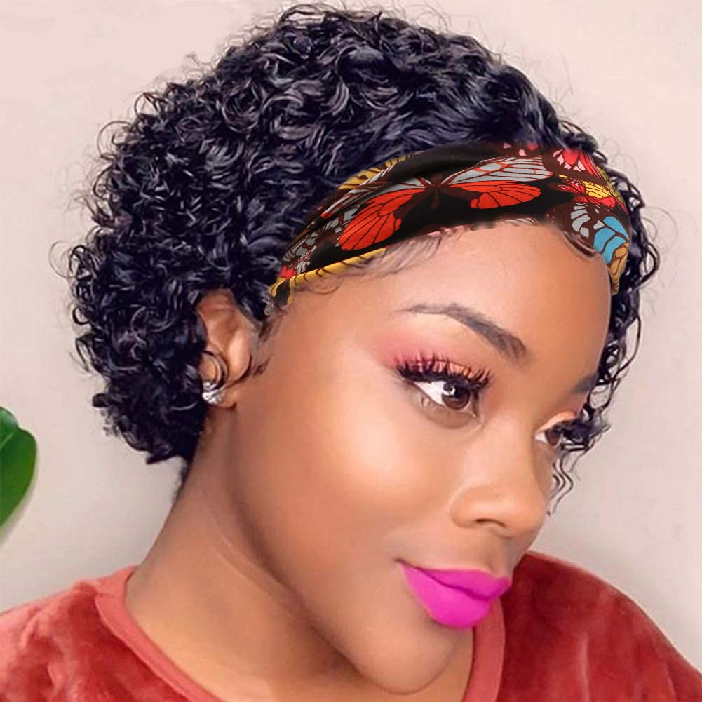 Factory Wholesale Cheap Headband Jerry Curly Afro-Kinky Curly With Bang Short Human Hair Wig For Black Women Cheap Wig