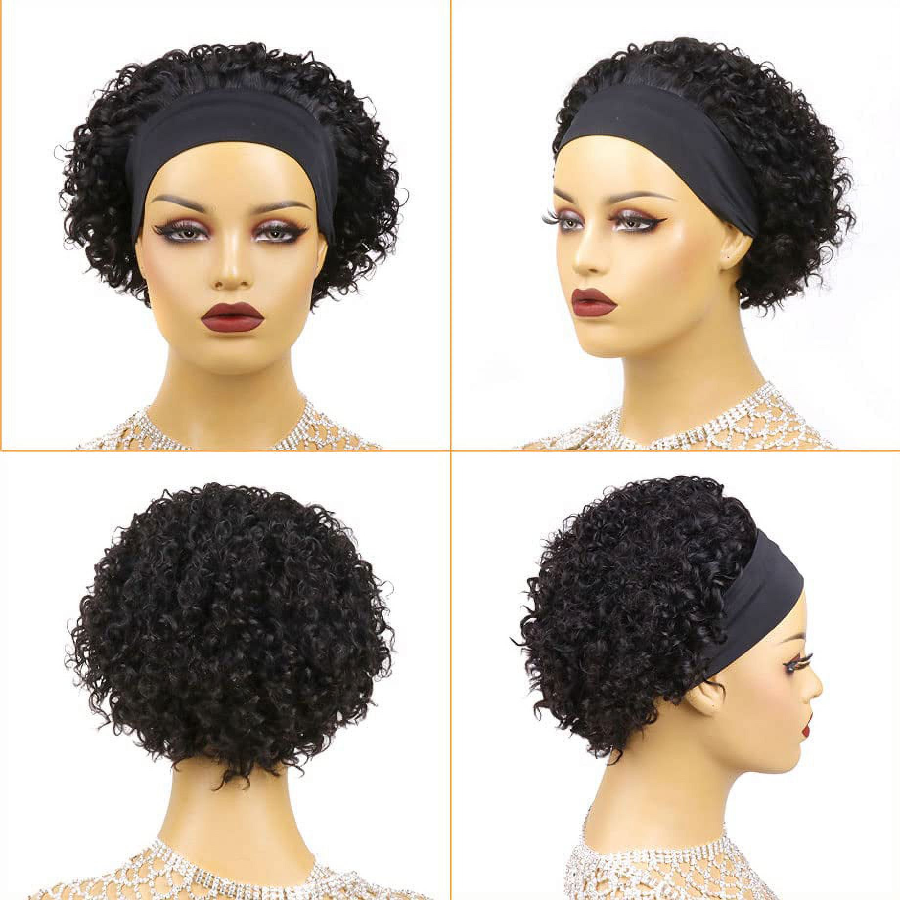 Factory Wholesale Cheap Headband Jerry Curly Afro-Kinky Curly With Bang Short Human Hair Wig For Black Women Cheap Wig